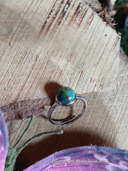 Bague chrysocolle ( argent 925 et réglable )