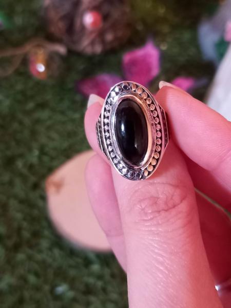 Bague en argent obsidienne noire