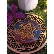 Plateau de rechargement orgonite 7 chakras symbole Métatron ( 11 cm )