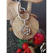 Pendentif fleur de vie avec perles ambre en argent