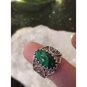 Bague de cocktail ovale en argent sterling et malachite