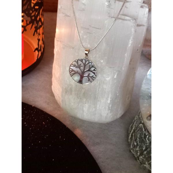 Pendentif en nacre arbre de vie en argent 925 