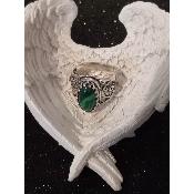 Bague de cocktail ovale en argent sterling et malachite