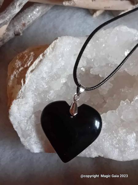 Pendentif coeur Obsidienne noire