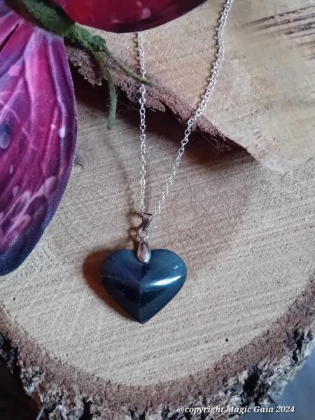 Pendentif coeur obsidienne œil céleste 