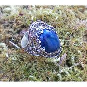 Bague de cocktail ovale en argent sterling 925, lapis-lazuli