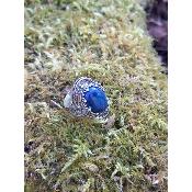 Bague de cocktail ovale en argent sterling 925, lapis-lazuli